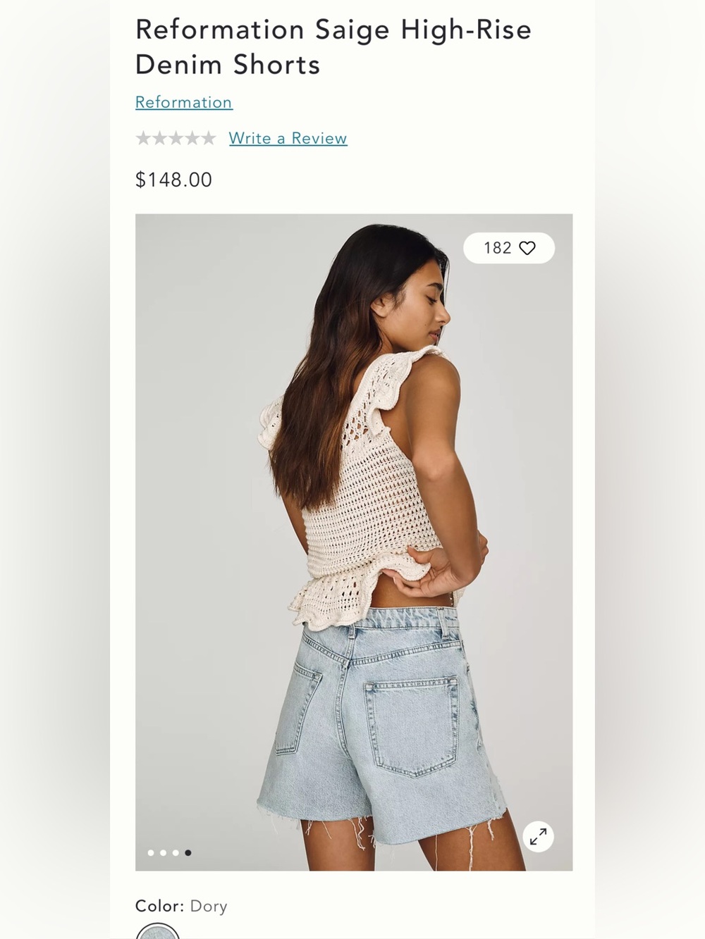 NWT🌷(27) Reformation Saige High-Rise Denim Shorts - Picture 13 of 13